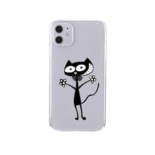 Load image into Gallery viewer, Cute Cartoons Black Cat Transparent Phone Cover For Iphone 14 14promax 14plus 13promax 13 12 11 Shockproof Clear Phone Case Adorable Soft Girls Print Cat Design Clear Cute Flexible Silicone Phone Case
