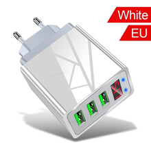 Load image into Gallery viewer, 3 Ports Black USB Charger EU US Plug LED Display 3.1A Fast Charging Smart Mobile Phone Charger
