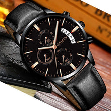 Load image into Gallery viewer, Watches men Fashion Sport Stainless Steel Case Leather Band watch Quartz Business Wristwatch For Men's and Boys
