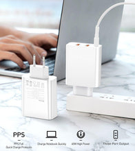 Load image into Gallery viewer, 3 Ports USB Fast Charger 60W Support Quick Charge  Type-C PD Charger QC 4.0 3.0 Phone Charger
