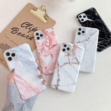 Load image into Gallery viewer, White Gray Marble Slim Soft Clear Bumper Full-Body Protective Phone Case Cover Glossy Marble Texture Cover for iPhone 11 14 Pro Max 14Plus 12 13 Mini X XR XS Max Soft Back Case
