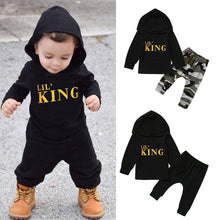 Load image into Gallery viewer, Baby Boy Letter Hoodie T-Shirt Tops and  Camo Pants Outfits In Modern New Printed Style For Kids
