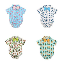 Load image into Gallery viewer, Newborn Boys Bodysuits Bow Short Sleeve Print Single Breasted Jumpsuits Shirt For Baby With Elegant Bow
