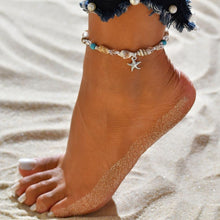 Load image into Gallery viewer, Gold Metal Shell Coconut Tree Female Anklets Barefoot Sandals Foot Summer Double Layers  Foot  Bracelets Leg Jewelry
