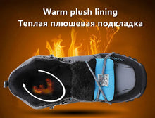 Load image into Gallery viewer, Brand Men Winter Snow Boots Waterproof Leather Sneakers Super  Warm Men's Boots Outdoor Male Hiking Boots Work Shoes Size 39-47
