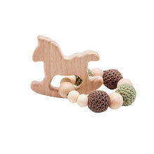 Load image into Gallery viewer, Wooden Teether Hedgehog Crochet Beads Wood Crafts Ring Engraved Bead Baby Teether Wooden Toys For Kids Rattle
