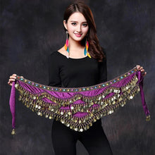 Load image into Gallery viewer, 1PC New Style Belly Dance Belt Newest Multi-color Glass Silk Velvet Dancing Belt Scarf Crystal BellyDance Waist Chain Hip Scarf
