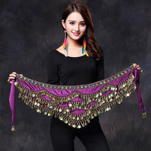 Load image into Gallery viewer, 1PC New Style Belly Dance Belt Newest Multi-color Glass Silk Velvet Dancing Belt Scarf Crystal BellyDance Waist Chain Hip Scarf
