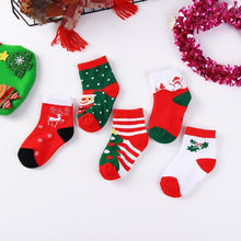Load image into Gallery viewer, 5Pairs Baby Christmas Socks for Lovely Boy/Girls, Cotton Red Gift Socks In elegant New Year Christmas Style For Baby Kids Set
