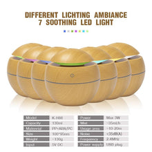 Load image into Gallery viewer, Mini Air Humidifier Ultrasonic USB Aroma Wood Grain LED Night Light  Electric Essential Oil  Diffuser Aromatherapy Home
