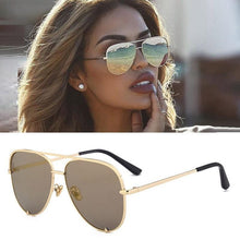 Load image into Gallery viewer, Luxury Lady Vintage Round Metal  Sunglasses For  Driving Black Retro Mirror Sunglasses Woman  Shade Sunglasses With  UV400 Protection

