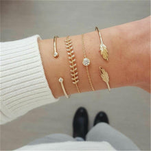 Load image into Gallery viewer, Fashion Bohemia Leaf Round Knot Cuff Bangle Gold Chain Charm Bracelet  for Women Simple Geometric Bracelets Luxury Jewelry
