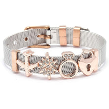 Load image into Gallery viewer, Fashion Stainless Steel Woman and Men Bracelet Mesh Bracelet Set Crystal Heart Anchor Charm Fine Bracelet Bangle For Female Lover
