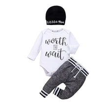 Load image into Gallery viewer, Infant Baby Boy Clothes Sets Long Sleeve Romper Pant Hats Outfit Clothes Set for Baby Kids
