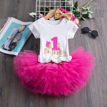 Load image into Gallery viewer, Modern Birthday Outfit Ensemble One Year Little Girl Dress Clothing Baby Child Summer Clothes With Unicorn Dress Design For Girls
