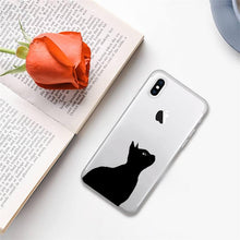 Load image into Gallery viewer, Cute black cat Phone Case for iphone 13 11 12 pro XS MAX 8 7 6 6S Plus X 5S SE 2020 XR case  Cute Cat Slim Fit Glossy Stylish Cover Soft Shockproof Phone Case
