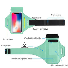 Load image into Gallery viewer, Sports Green Armbands Zipper Running Bag Phone Case Holder Wrist Arm Band Holder Pouch Case For Exercise Workout
