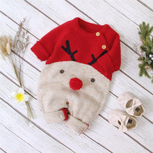 Load image into Gallery viewer, Baby Christmas Rompers Reindeer Knitted  Jumpsuits Toddler Children Warm Wool Clothes 0-2Y For Boys and Girls Christmas Eve Costume
