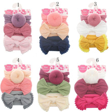 Load image into Gallery viewer, Fashion Baby Nylon Bow Headband Newborn Bowknot Round Ball Head wrap Flower Turban Girls Hair Bands Bow For Kids

