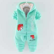 Load image into Gallery viewer, Modern Fashion Cotton Thick Warm Casual Hooded Sweater Cartoon Cute Bear Three-piece Suit For Baby Boy &amp; Girl
