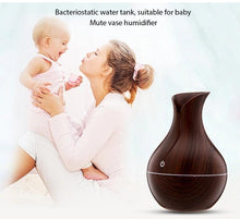 Load image into Gallery viewer, Essential Oil Diffuser 130ml Wood Grain Vase-Shaped  Aromatherapy Cool Mist Humidifier With 7 Colors LED Lights &amp; Waterless Auto Shut-Off For Home Office

