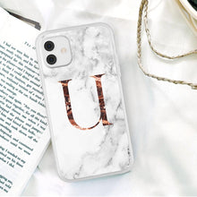 Load image into Gallery viewer, White A-Z Marble Texture Phone Cover For Iphone 12 Mini Soft Silicone Back Case Solid Name Phone Case Luxury Screen Camera Protection Shockproof Soft Cover
