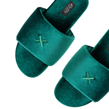 Load image into Gallery viewer, Women's Emerald Velvet House Slide
