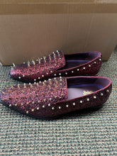 Load image into Gallery viewer, After Midnight Burgundy with Gold Spikes Men’s Smoking Dress Shoes
