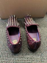Load image into Gallery viewer, After Midnight Burgundy with Gold Spikes Men’s Smoking Dress Shoes
