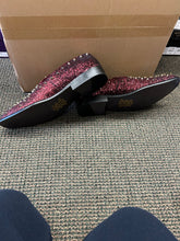Load image into Gallery viewer, After Midnight Burgundy with Gold Spikes Men’s Smoking Dress Shoes
