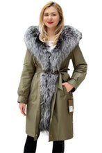 Load image into Gallery viewer, Genuine Silver Fox Fur Trim Rabbit Fur Insulated Parka
