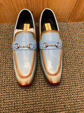 Load image into Gallery viewer, Antonio Cerrelli 7007 Blue/Tan Men’s Slip-on Dress Shoes
