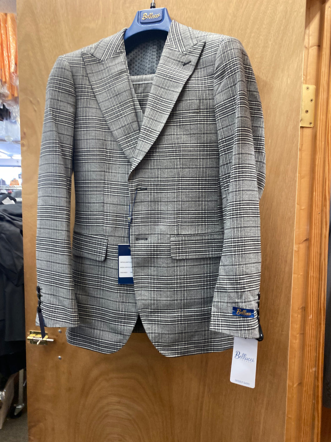 Bellucci Trends Pirlo B189 Grey Glenn Plaid Slim Fit 3-piece Suit