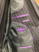 Load image into Gallery viewer, Canuti Peter C158 Purple/Grey Stripe Double Breasted Modern Fit Suit
