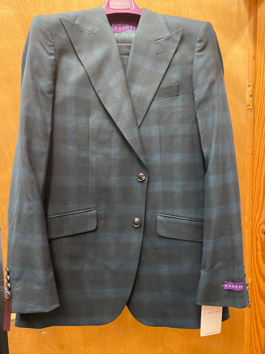 Canuti Leo C452 Navy/Teal Glen Plaid 3-Piece Modern Fit Suit