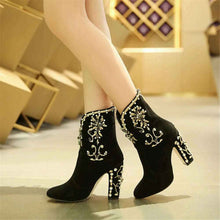 Load image into Gallery viewer, Women Suede Ankle Boots : With Back Zipper
