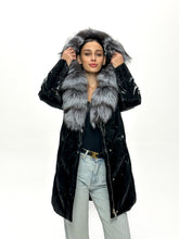 Load image into Gallery viewer, Genuine Silver Fox Fur Down Fill Coat
