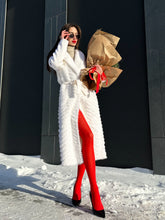 Load image into Gallery viewer, Genuine Mink Fur Rex Fur Trim Virgin Wool Coat in White
