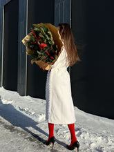 Load image into Gallery viewer, Genuine Mink Fur Rex Fur Trim Virgin Wool Coat in White
