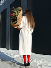 Load image into Gallery viewer, Genuine Mink Fur Rex Fur Trim Virgin Wool Coat in White
