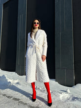 Load image into Gallery viewer, Genuine Mink Fur Rex Fur Trim Virgin Wool Coat in White
