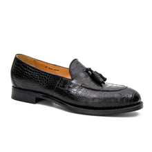 Load image into Gallery viewer, Black Crocodile Loafers with Tassels

