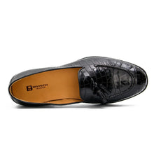Load image into Gallery viewer, Black Crocodile Loafers with Tassels
