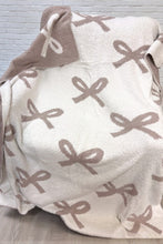 Load image into Gallery viewer, SC - Taupe and Cream Bow Luxury Blanket
