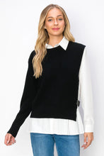 Load image into Gallery viewer, Cotton Pleated Shirt with Knitted Sweater 2pc Set
