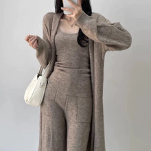 Load image into Gallery viewer, Soft Casual Knitted Long Cardigan&amp;Camisole&amp;Pants 3 Pieces Suit
