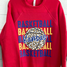 Load image into Gallery viewer, Kansas Basketball Repeated Leopard Tee or Sweatshirt
