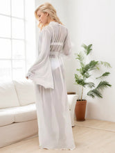 Load image into Gallery viewer, Sexy soft stretchy mesh illusion long bridal robe ivory color
