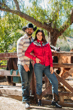 Load image into Gallery viewer, Ladies Cotton Red Embroidery Western Shirt With Suede
