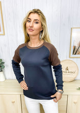 Load image into Gallery viewer, Casual Crewneck Sweatshirts Long Sleeve Color Block Blouses Side Slit Pullover Tops
